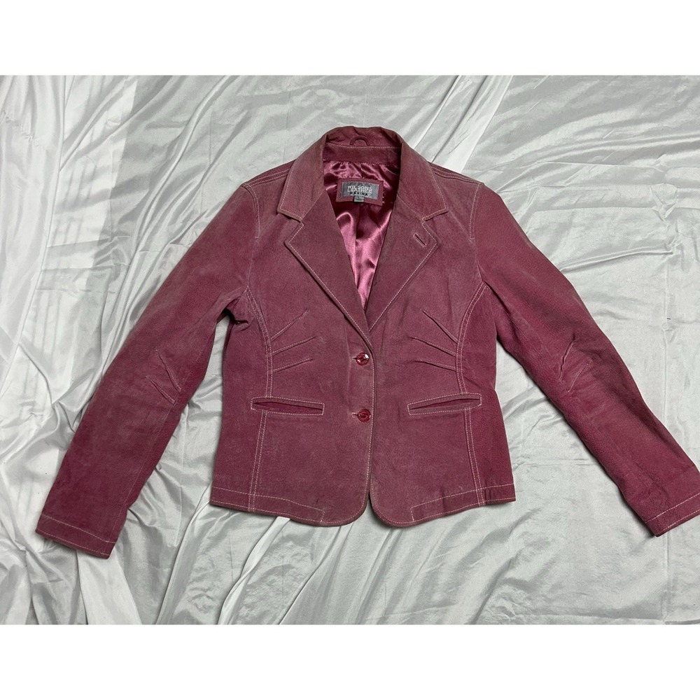 WILSONS Leather MAXIMA Suede Vintage Jacket Bubblegum Pink Stitched Women's L